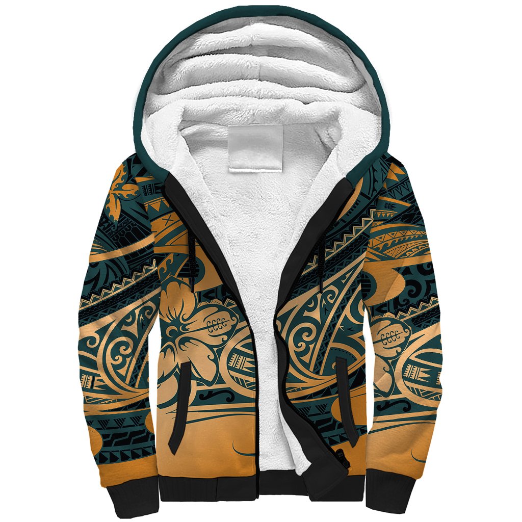 Polynesian Tribal Sherpa Hoodie LT6 - Wonder Print Shop