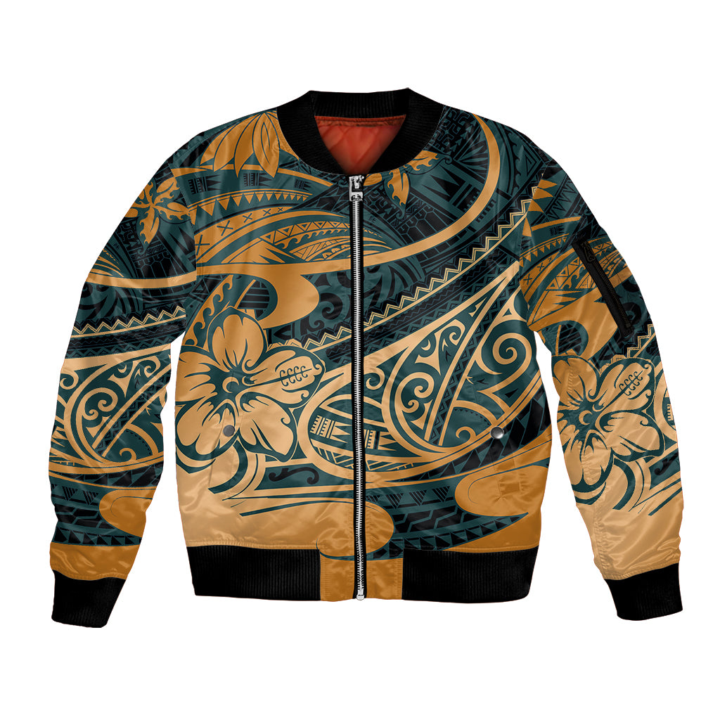 Polynesian Tribal Sleeve Zip Bomber Jacket LT6 - Wonder Print Shop