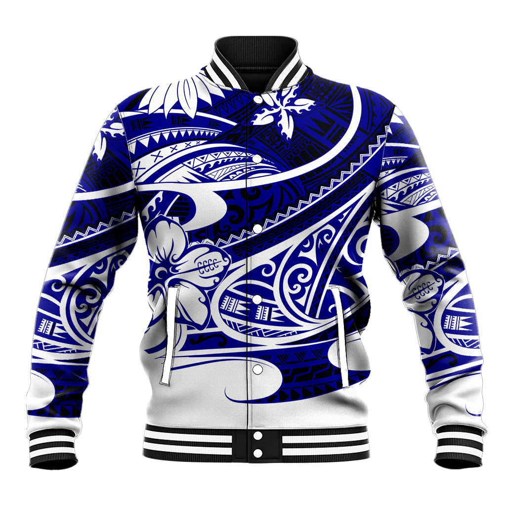 Polynesian Tribal Baseball Jacket Blue LT6 - Wonder Print Shop