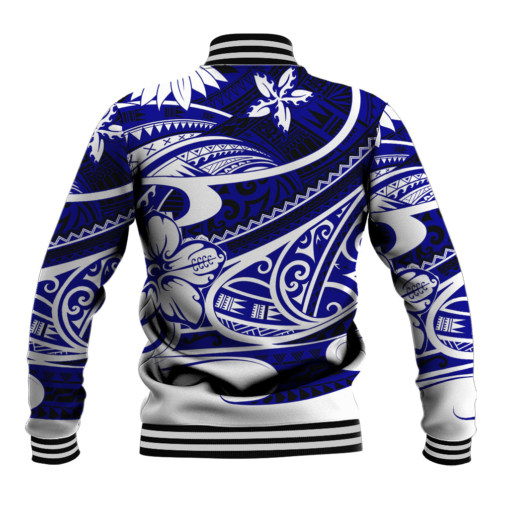 Polynesian Tribal Baseball Jacket Blue LT6 - Wonder Print Shop