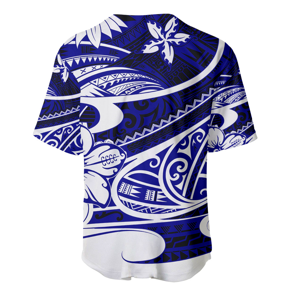 Polynesian Tribal Baseball Jersey Blue LT6 - Wonder Print Shop