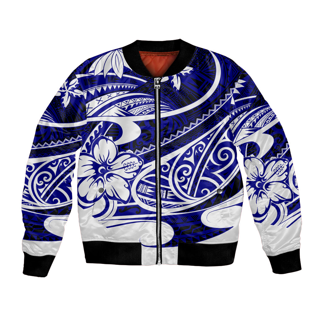 Polynesian Tribal Bomber Jacket Blue LT6 - Wonder Print Shop