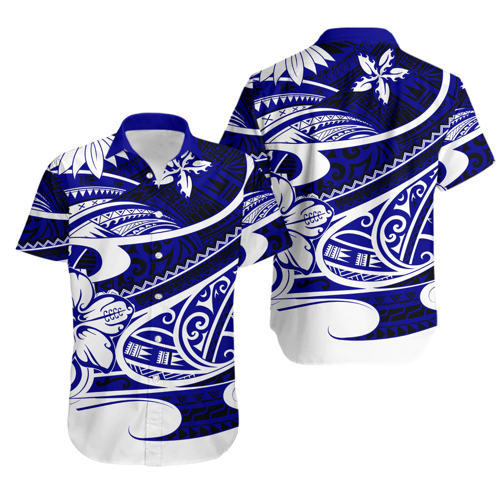 Polynesian Tribal Hawaiian Shirt Blue LT6 - Wonder Print Shop