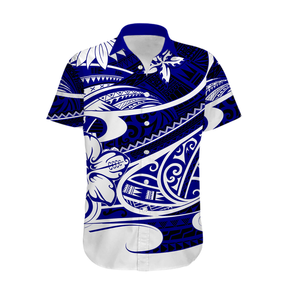 Polynesian Tribal Hawaiian Shirt Blue LT6 - Wonder Print Shop