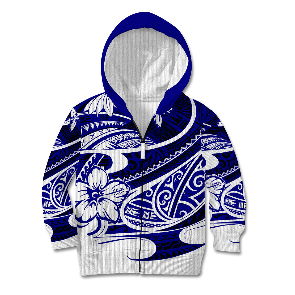 Polynesian Tribal Kid Hoodie Blue LT6 - Wonder Print Shop