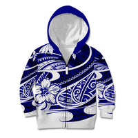 Polynesian Tribal Kid Hoodie Blue LT6 - Wonder Print Shop