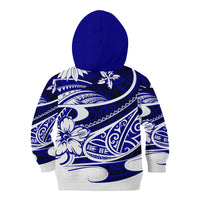 Polynesian Tribal Kid Hoodie Blue LT6 - Wonder Print Shop