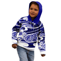 Polynesian Tribal Kid Hoodie Blue LT6 - Wonder Print Shop