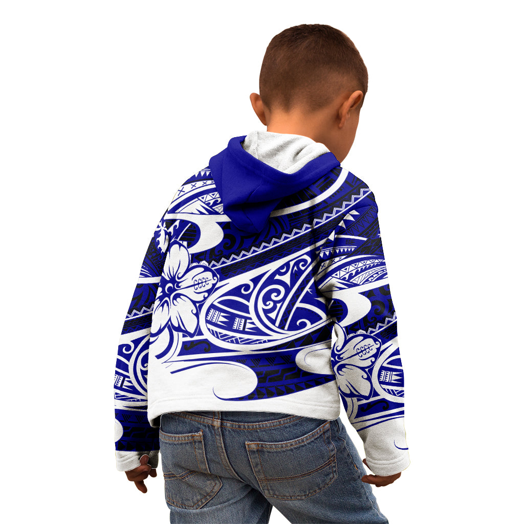 Polynesian Tribal Kid Hoodie Blue LT6 - Wonder Print Shop