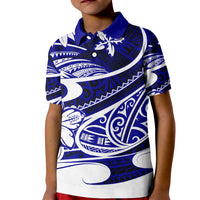 Polynesian Tribal Polo Shirt for Kid Blue LT6 - Wonder Print Shop
