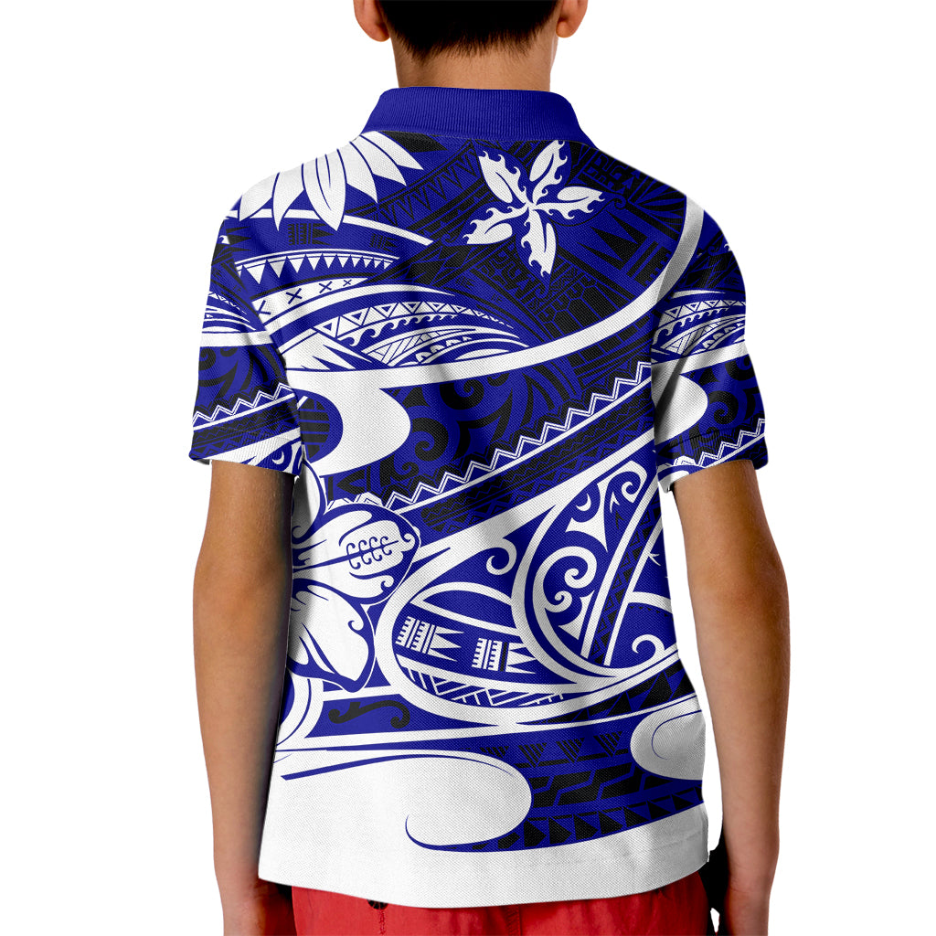Polynesian Tribal Polo Shirt for Kid Blue LT6 - Wonder Print Shop