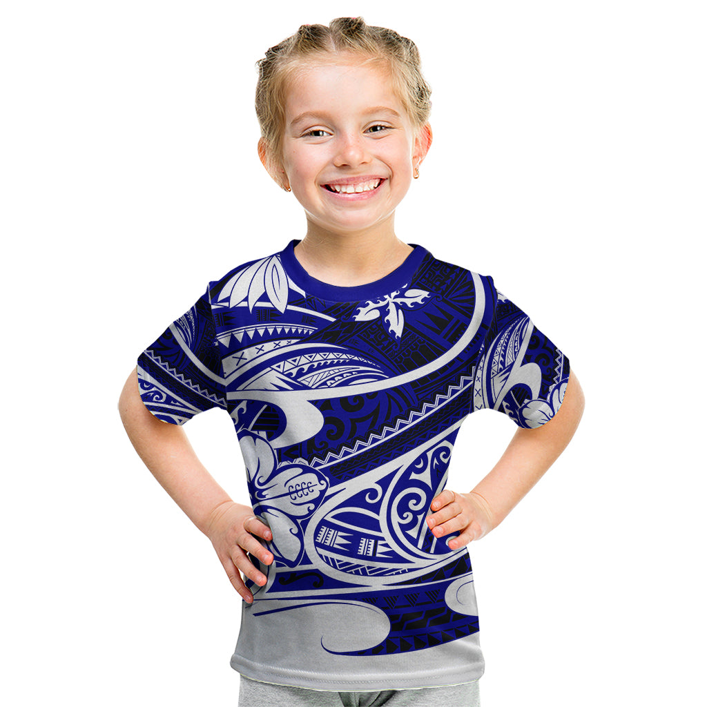 Polynesian Tribal Kid T Shirt Blue LT6 - Wonder Print Shop