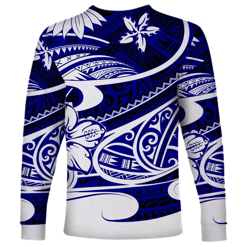 Polynesian Tribal Long Sleeve Shirt Blue LT6 - Wonder Print Shop
