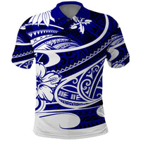 Polynesian Tribal Polo Shirt Blue LT6 - Wonder Print Shop
