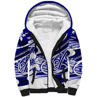 Polynesian Tribal Sherpa Hoodie Blue LT6 - Wonder Print Shop