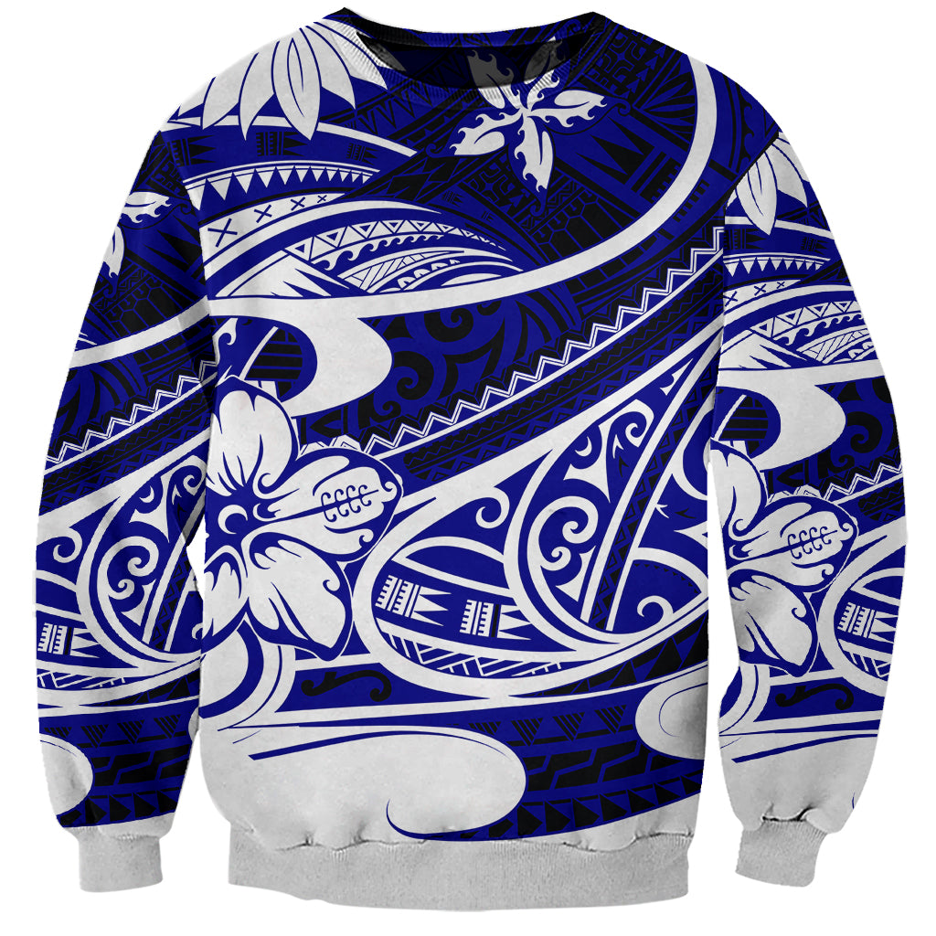 Polynesian Tribal Sweatshirt Blue LT6 - Wonder Print Shop