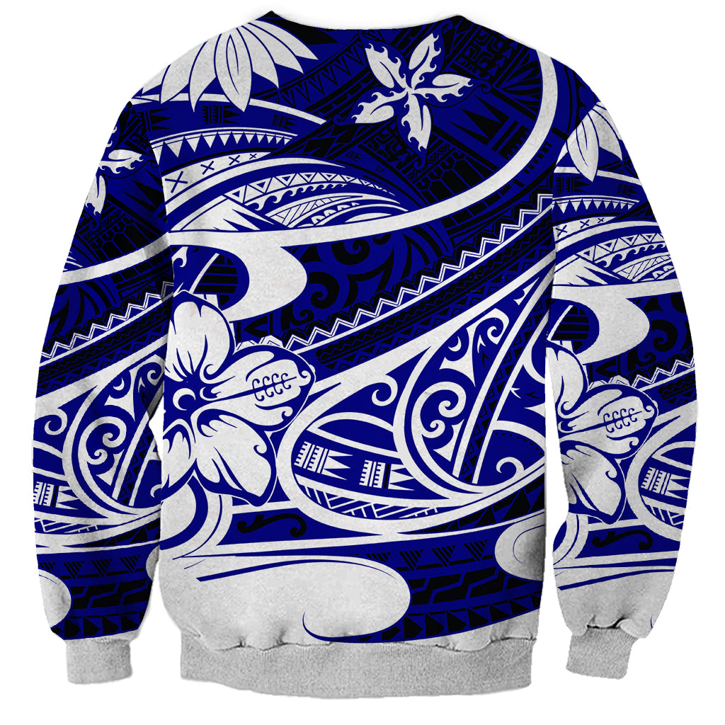 Polynesian Tribal Sweatshirt Blue LT6 - Wonder Print Shop