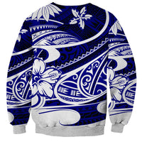 Polynesian Tribal Sweatshirt Blue LT6 - Wonder Print Shop