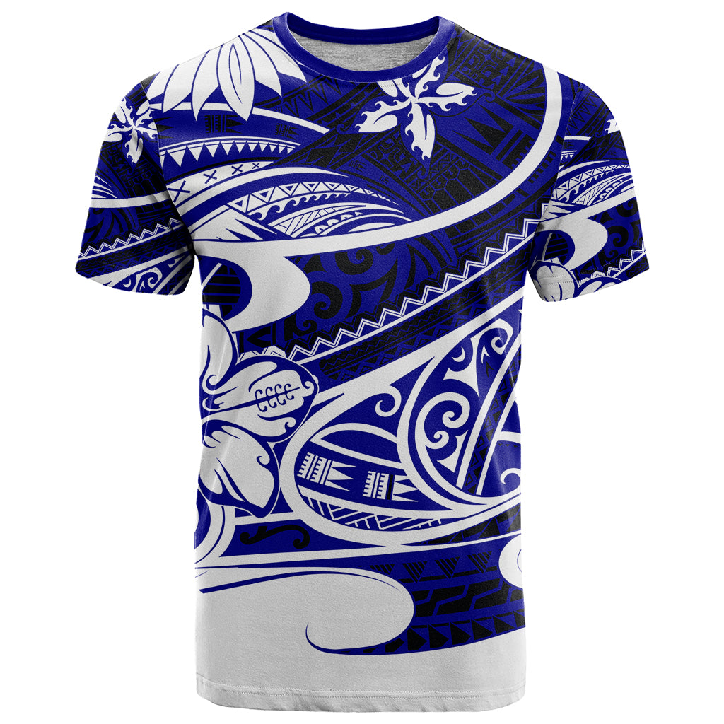 Polynesian Tribal T Shirt Blue LT6 - Wonder Print Shop