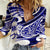 Polynesian Tribal Women Casual Shirt Blue LT6 - Wonder Print Shop