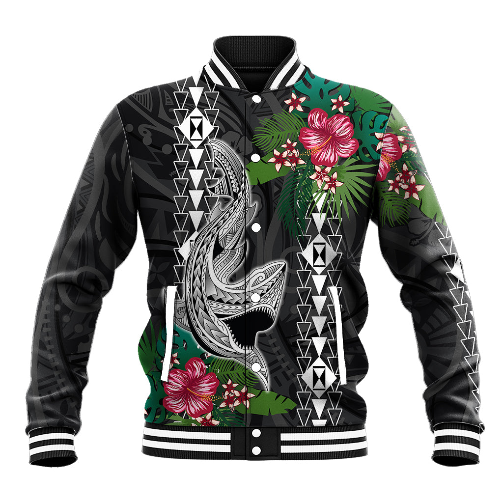 Hawaii Kakau Baseball Jacket Mix Sharks Polynesian Hibiscus LT6 - Wonder Print Shop