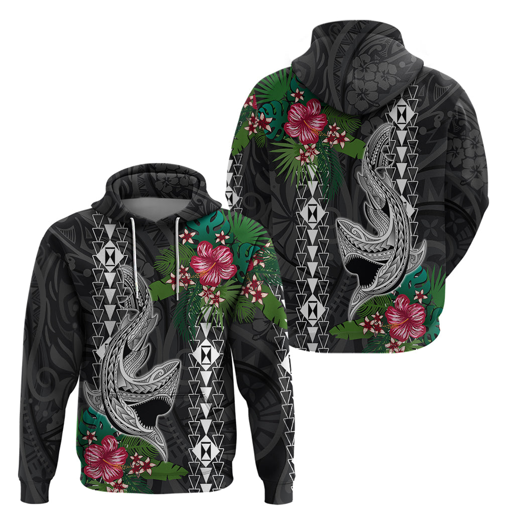Hawaii Kakau Hoodie Mix Sharks Polynesian Hibiscus LT6 - Wonder Print Shop