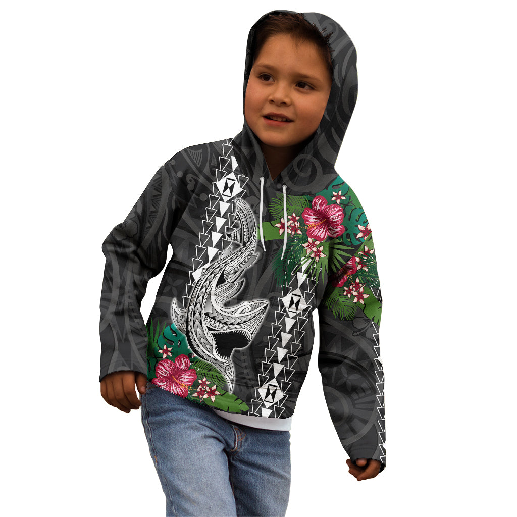 Hawaii Kakau Kid Hoodie Mix Sharks Polynesian Hibiscus LT6 - Wonder Print Shop