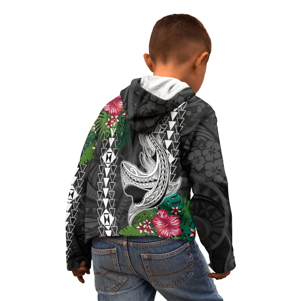 Hawaii Kakau Kid Hoodie Mix Sharks Polynesian Hibiscus LT6 - Wonder Print Shop