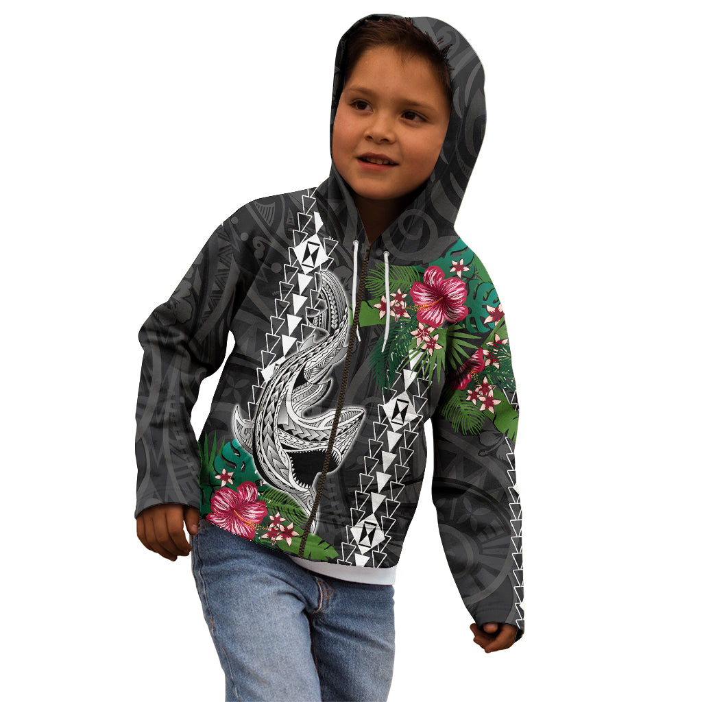 Hawaii Kakau Kid Hoodie Mix Sharks Polynesian Hibiscus LT6 - Wonder Print Shop