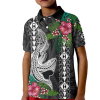 Hawaii Kakau Polo Shirt for Kid Mix Sharks Polynesian Hibiscus LT6 - Wonder Print Shop