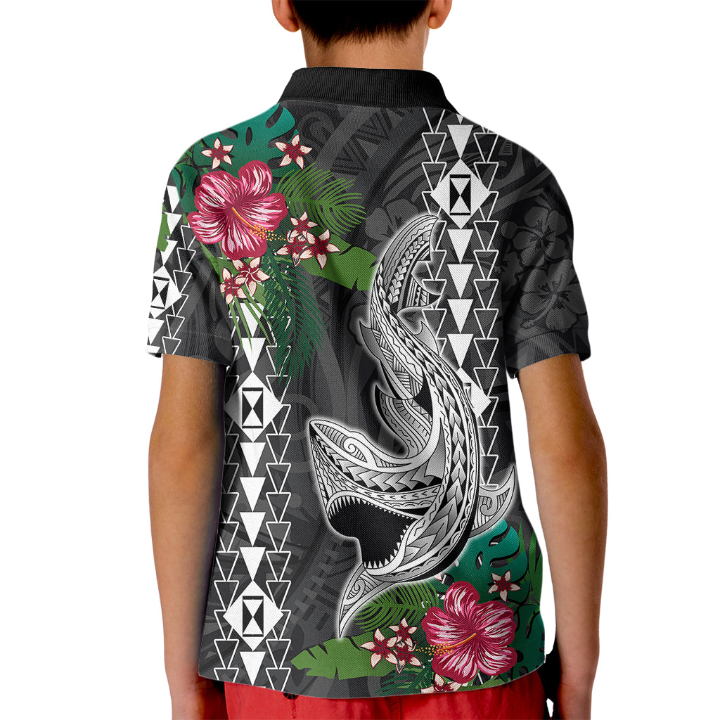 Hawaii Kakau Polo Shirt for Kid Mix Sharks Polynesian Hibiscus LT6 - Wonder Print Shop