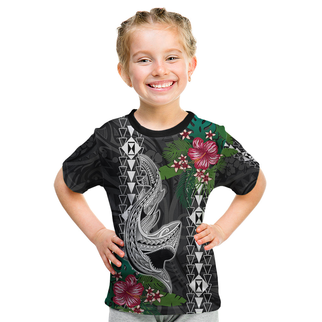 Hawaii Kakau Kid T Shirt Mix Sharks Polynesian Hibiscus LT6 - Wonder Print Shop