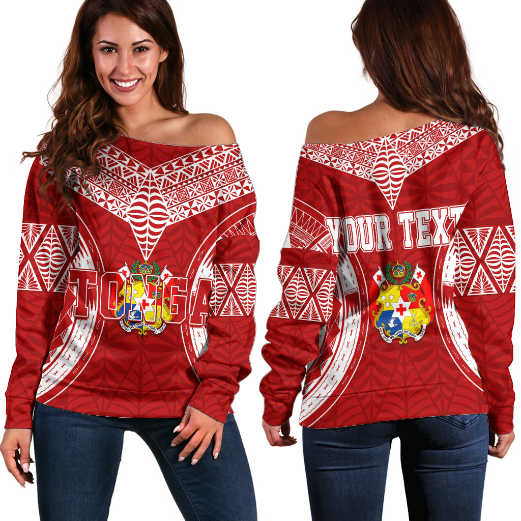 Personalised Tonga Independence Day Off Shoulder Sweater Kupesi Pattern Mix Style - Wonder Print Shop