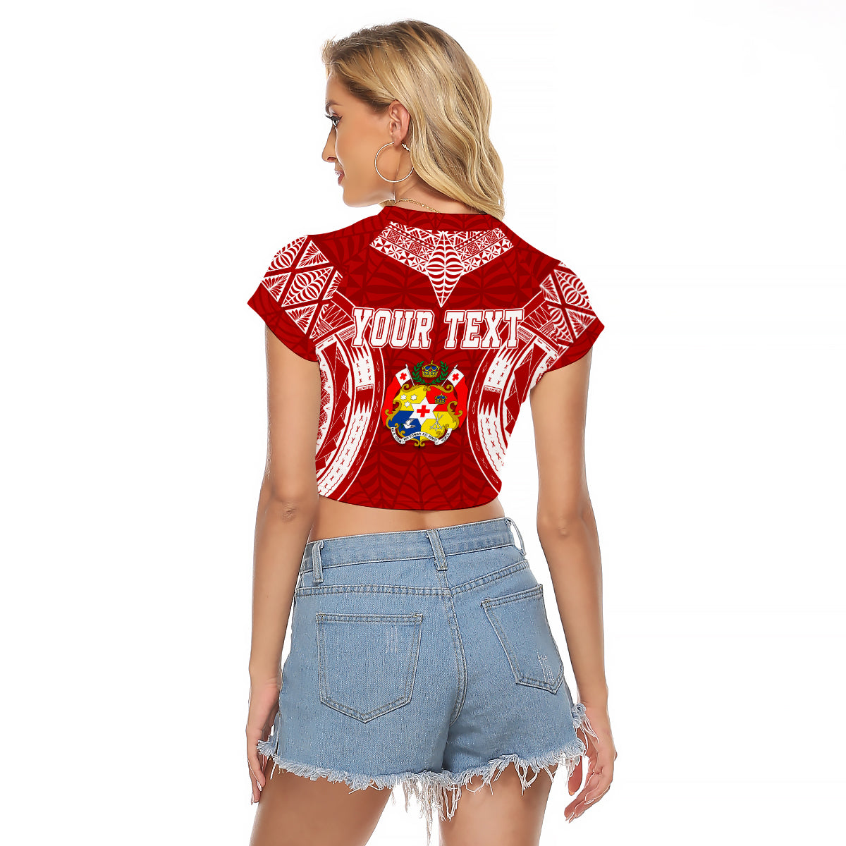 Personalised Tonga Independence Day Raglan Cropped T Shirt Kupesi Pattern Mix Style - Wonder Print Shop