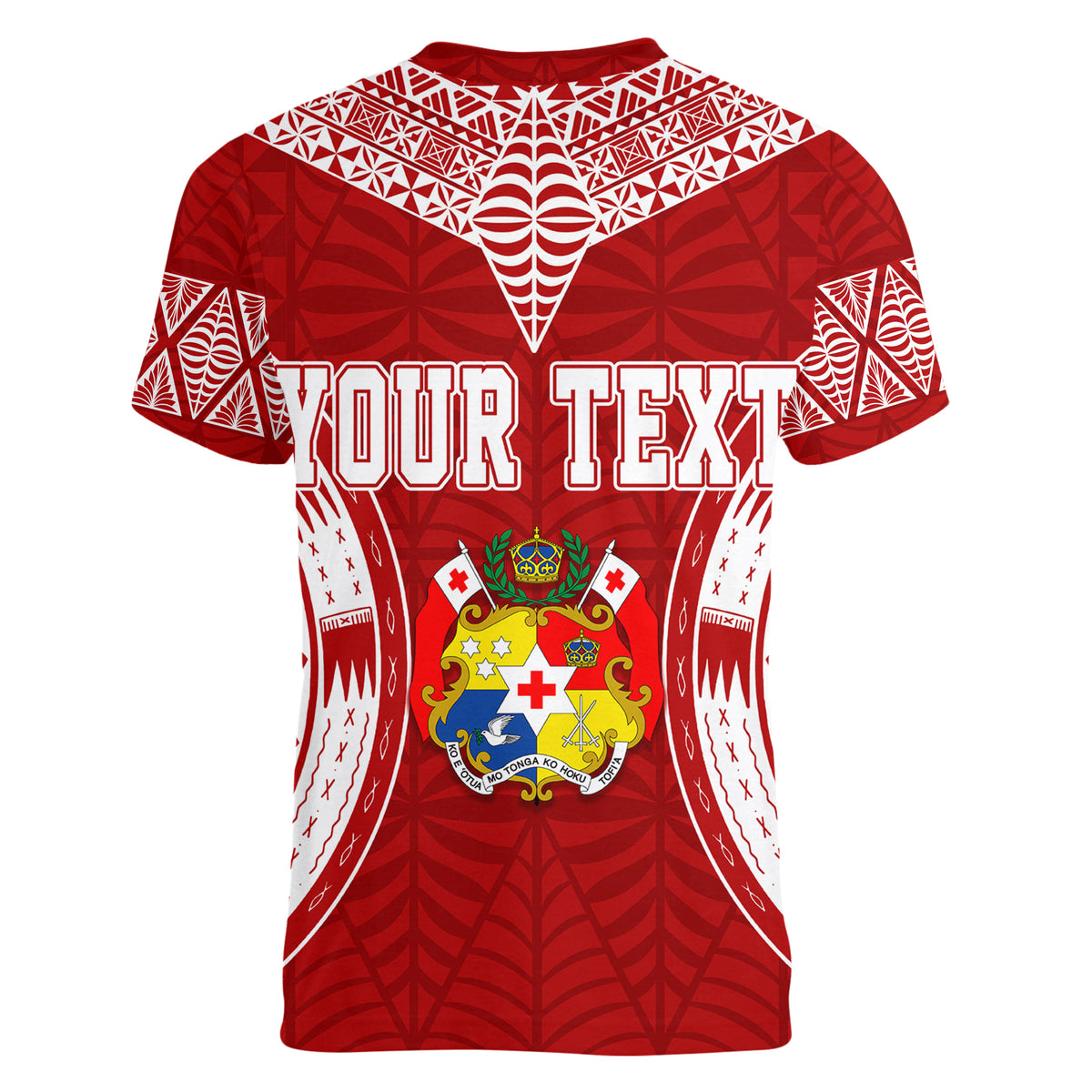 Personalised Tonga Independence Day Women V Neck T Shirt Kupesi Pattern Mix Style - Wonder Print Shop