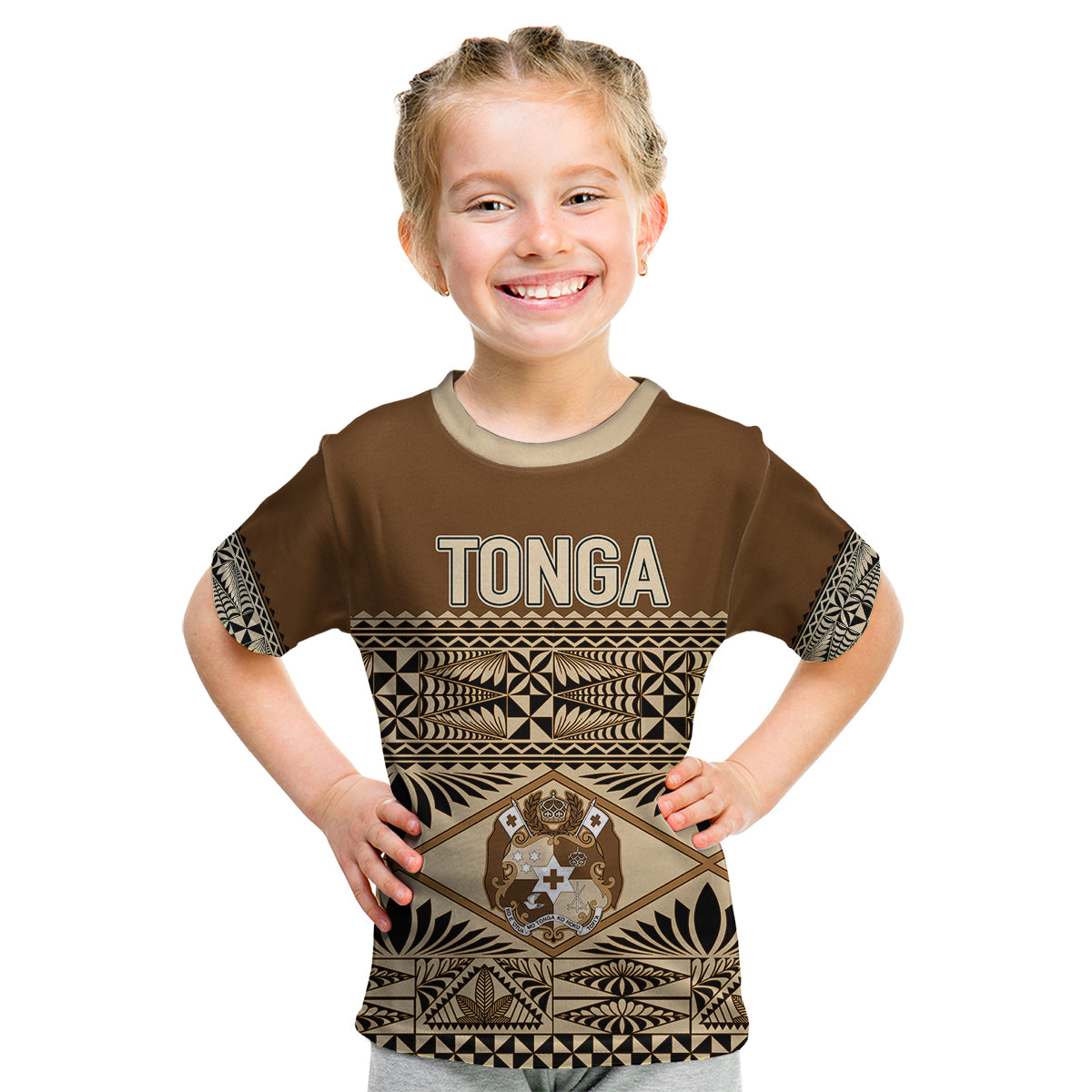 Personalised Tonga Independence Day Kid T Shirt Ngatu Tapa Style - Wonder Print Shop