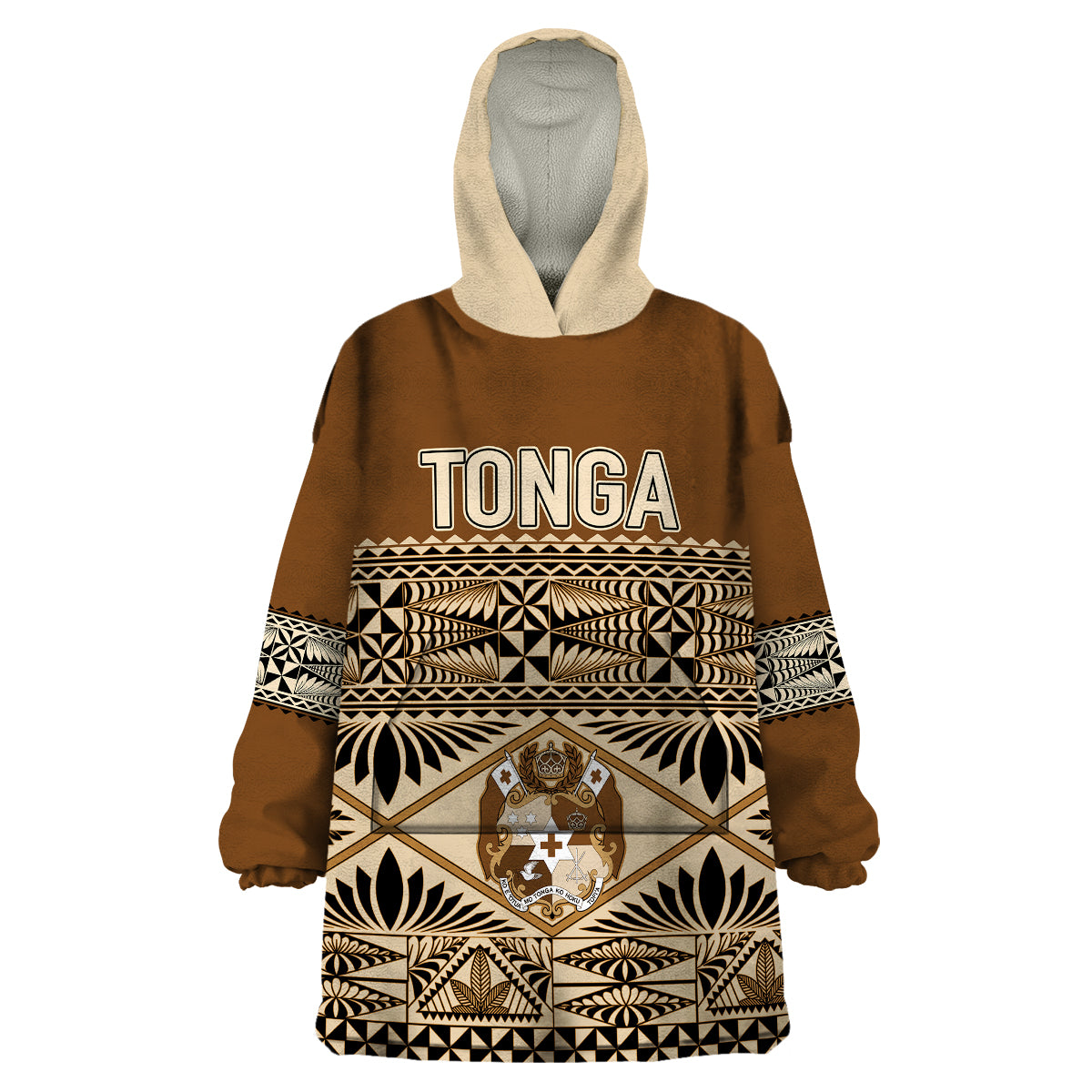 Personalised Tonga Independence Day Wearable Blanket Hoodie Ngatu Tapa Style - Wonder Print Shop
