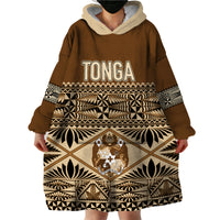Personalised Tonga Independence Day Wearable Blanket Hoodie Ngatu Tapa Style - Wonder Print Shop