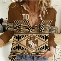 Personalised Tonga Independence Day Women Casual Shirt Ngatu Tapa Style - Wonder Print Shop