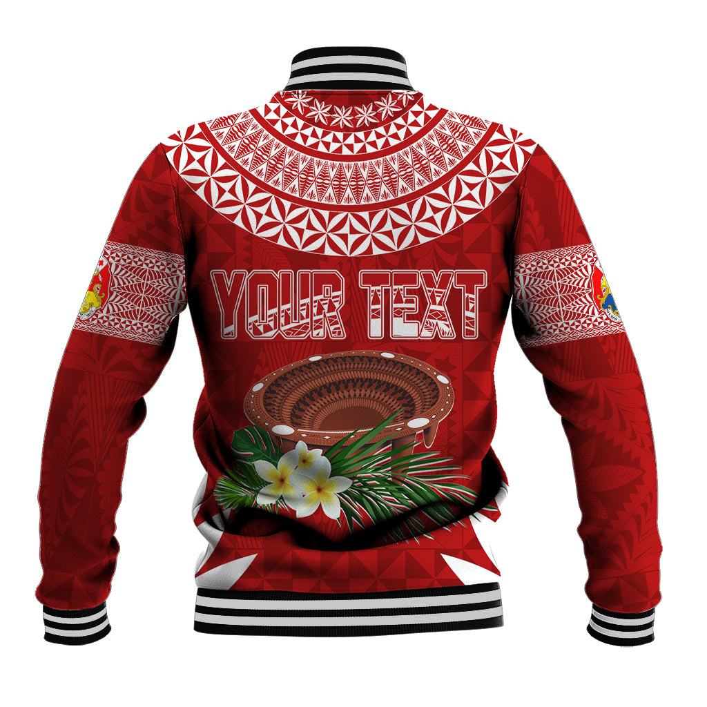 Personalised Tonga Independence Day Baseball Jacket Kumete Kava Bowl With Plumeria LT7 - Wonder Print Shop
