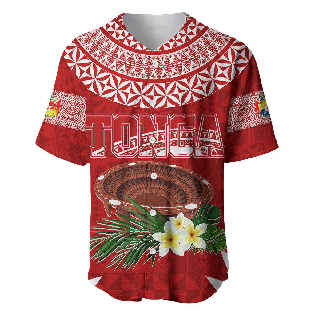 Personalised Tonga Independence Day Baseball Jersey Kumete Kava Bowl With Plumeria LT7 - Wonder Print Shop