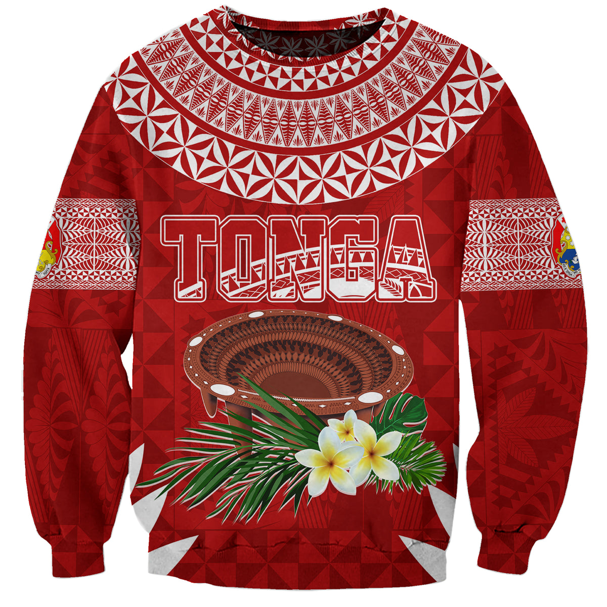 Personalised Tonga Independence Day Sweatshirt Kumete Kava Bowl With Plumeria - Wonder Print Shop