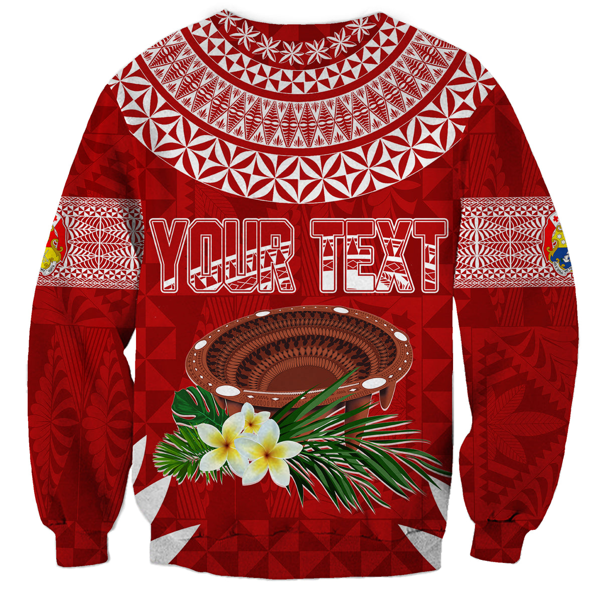 Personalised Tonga Independence Day Sweatshirt Kumete Kava Bowl With Plumeria - Wonder Print Shop
