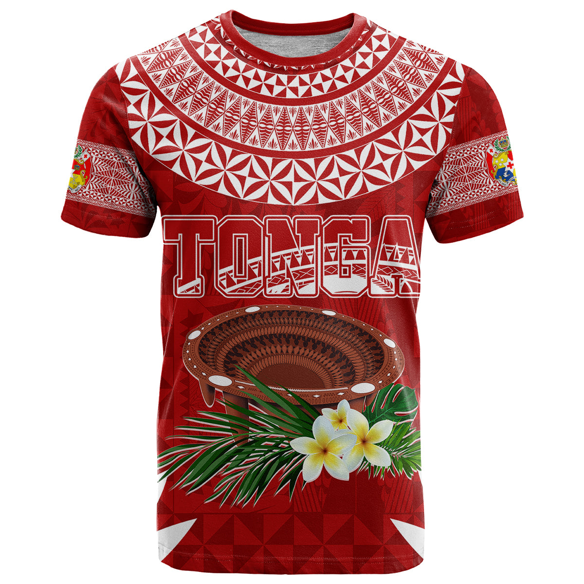 Personalised Tonga Independence Day T Shirt Kumete Kava Bowl With Plumeria - Wonder Print Shop