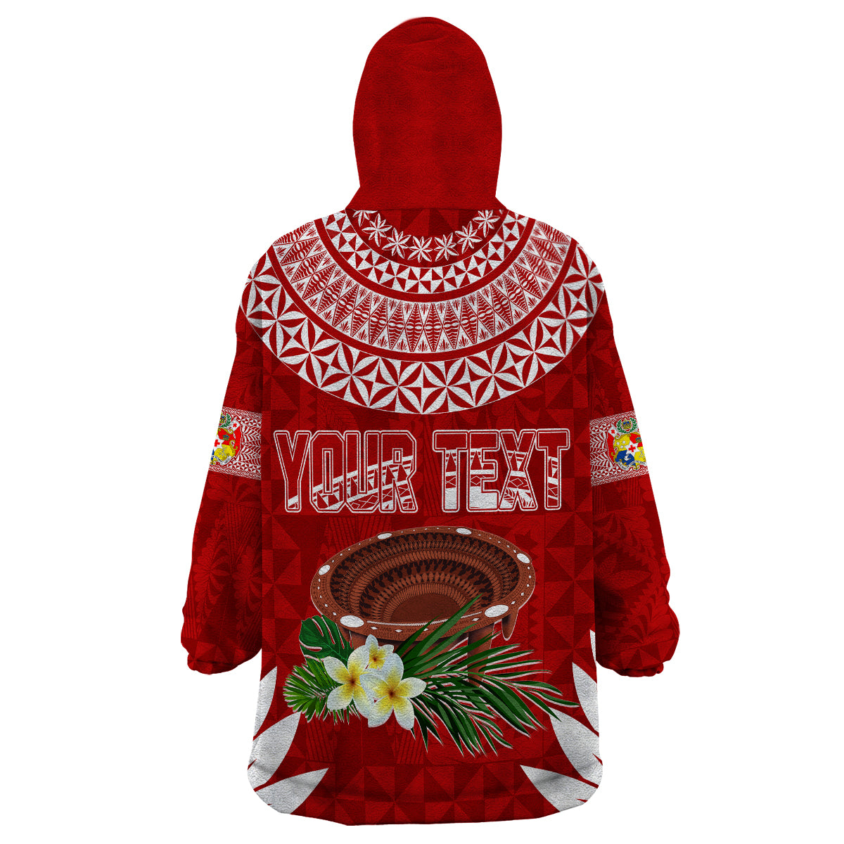 Personalised Tonga Independence Day Wearable Blanket Hoodie Kumete Kava Bowl With Plumeria - Wonder Print Shop
