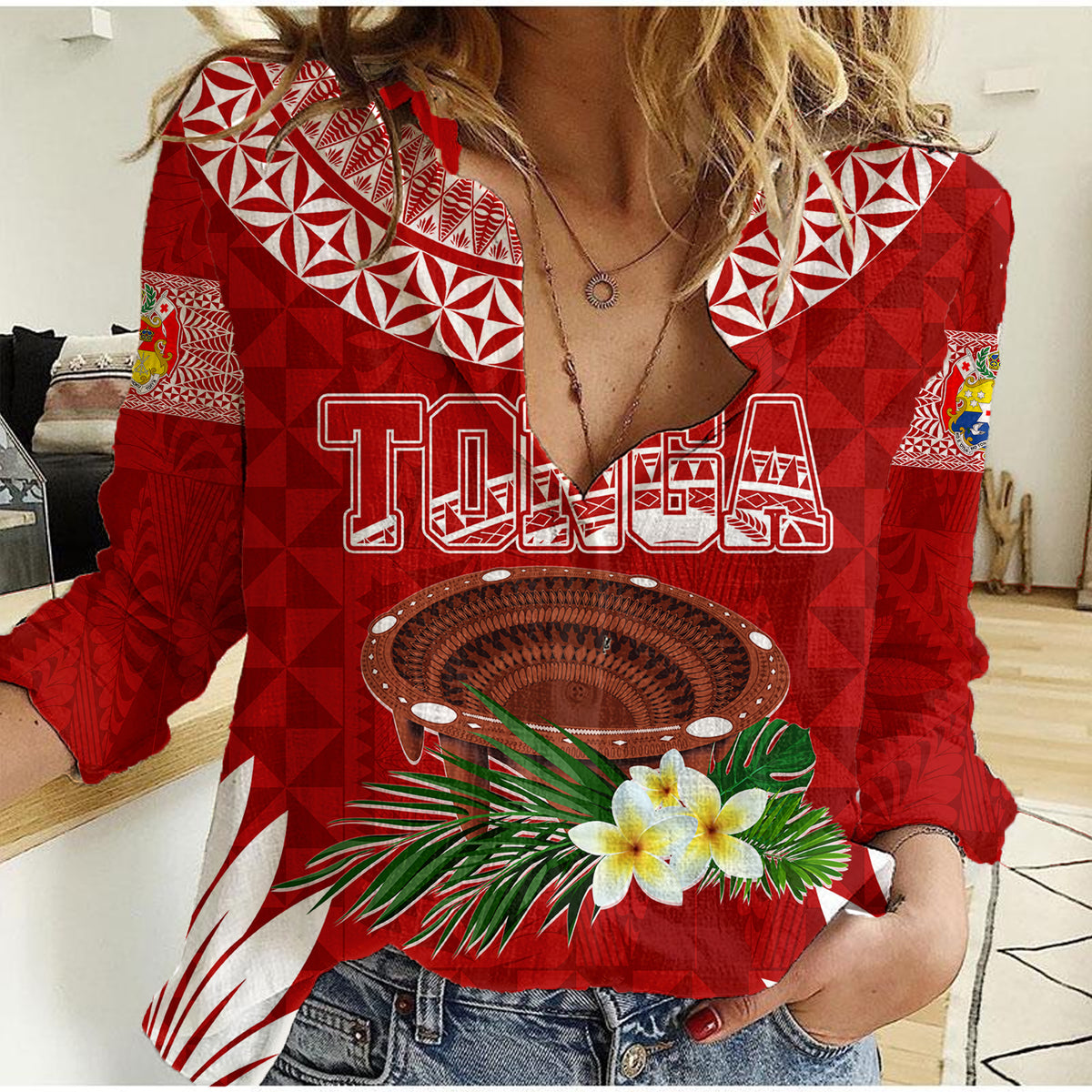 Personalised Tonga Independence Day Women Casual Shirt Kumete Kava Bowl With Plumeria - Wonder Print Shop