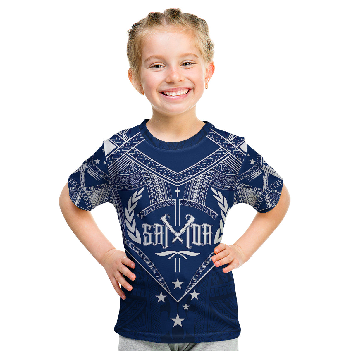 Personalised Samoa Independence Day Kid T Shirt Chest Tattoo Symbolic Style - Wonder Print Shop