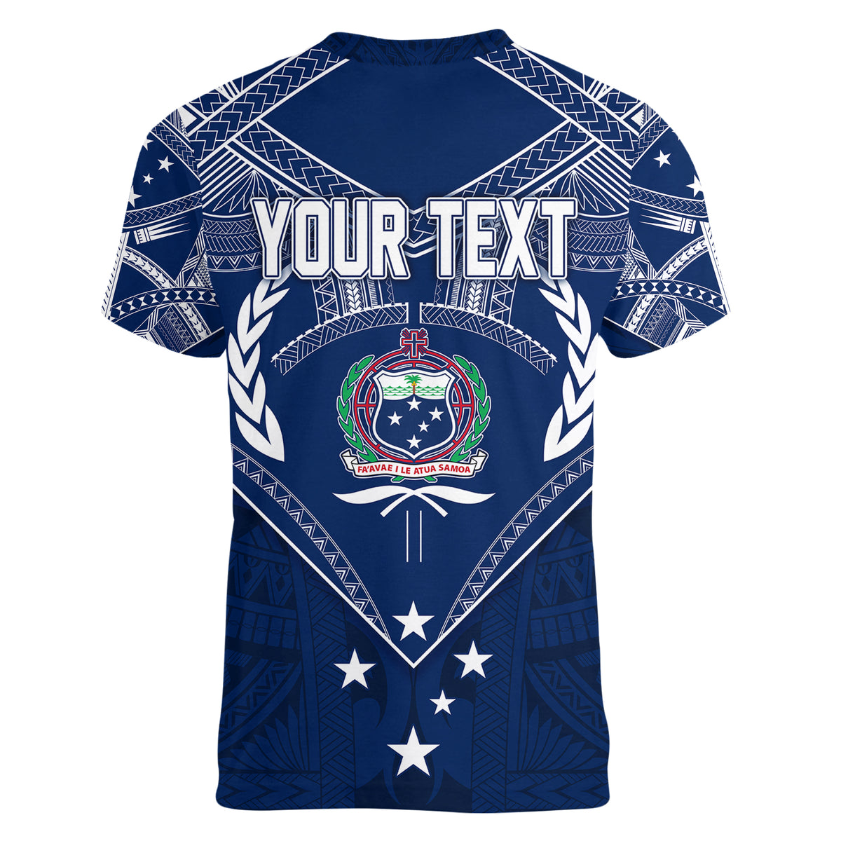 Personalised Samoa Independence Day Women V Neck T Shirt Chest Tattoo Symbolic Style - Wonder Print Shop