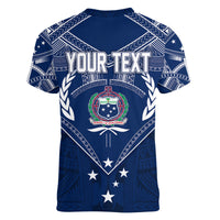 Personalised Samoa Independence Day Women V Neck T Shirt Chest Tattoo Symbolic Style - Wonder Print Shop