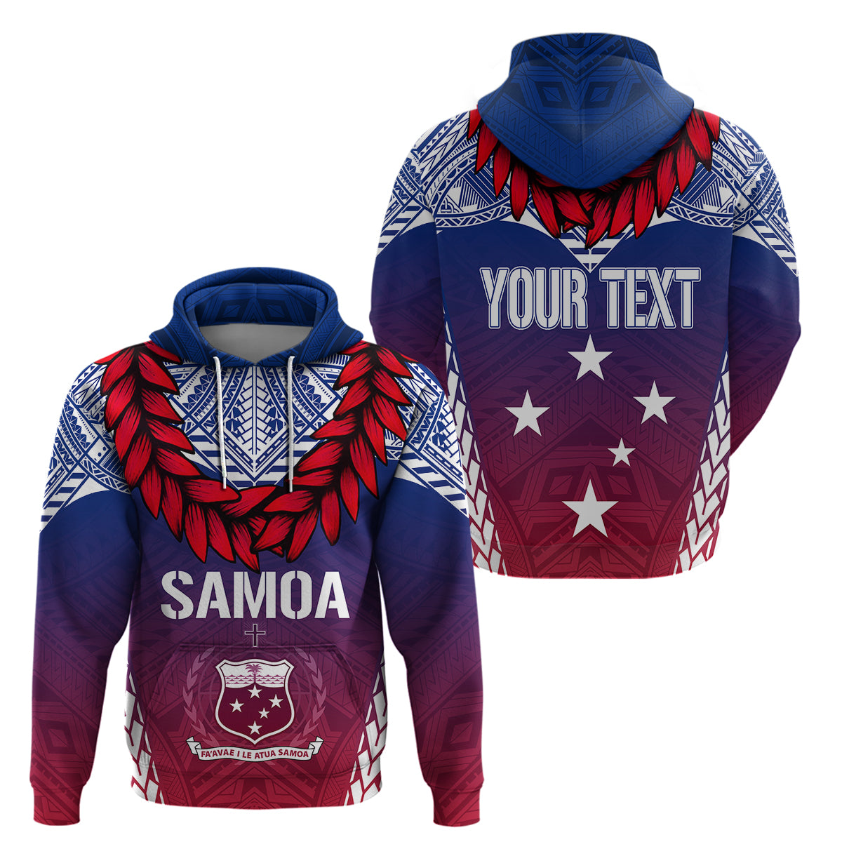 Custom Samoa Independence Day Hoodie Ula Fala Gradient Color - Wonder Print Shop